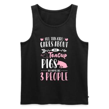 Teacup Schweinchen Ringelschwanz Ferkel Niedlich - Männer Premium Bio Tank Top - Schwarz - Vorne - Michal (187cm)
