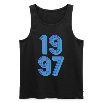 1997 Année de naissance | Couleurs changeantes - Débardeur bio Premium Homme - noir - Devant - Michal (187cm)