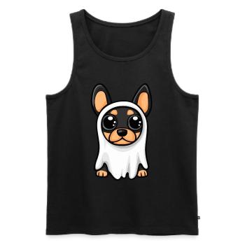 Dobermann Hund Halloween Lustig Geist - Männer Premium Bio Tank Top - Schwarz - Vorne - Michal (187cm)