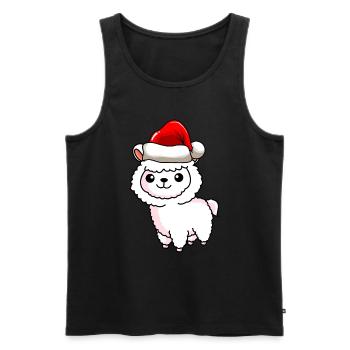 Alpaka Comic Weihnachten - Männer Premium Bio Tank Top - Schwarz - Vorne - Michal (187cm)