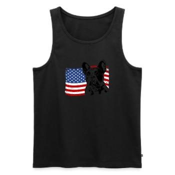 Bouledogue Français Amérique Flag Chiens Wilsigns - Débardeur bio Premium Homme - noir - Devant - Michal (187cm)
