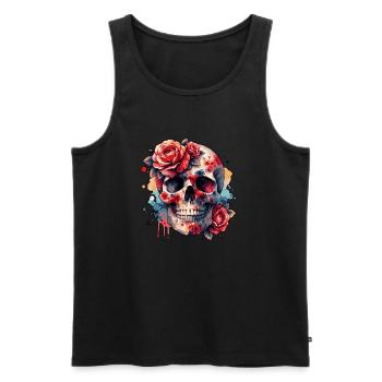 Blume Schädel - Männer Premium Bio Tank Top - Schwarz - Vorne - AI Model Male 178 light (178cm)