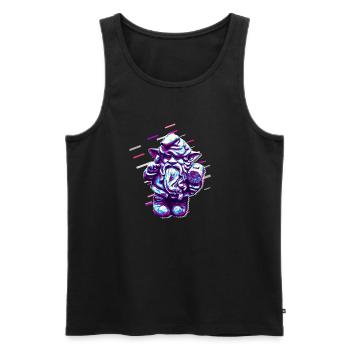 Nombre Gnome 80 Rétro Violet - Débardeur bio Premium Homme - noir - Devant - AI Model Male 178 light (178cm)