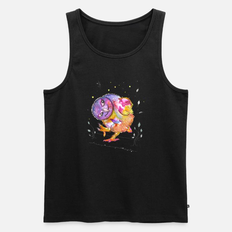 Gute Laune Eule - Männer Premium Bio Tank Top - Schwarz