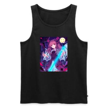 Hellow Anime Design - Men's Premium Organic Tank Top - black - Front - AI Model Male 178 light (178cm)