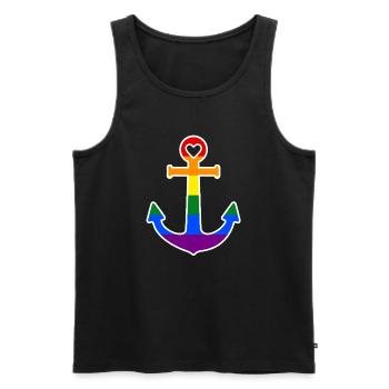 Regenbogenanker - Männer Premium Bio Tank Top - Schwarz - Vorne - Michal (187cm)
