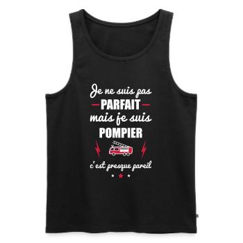 pas parfait mais pompier, cadeau pompiers - Débardeur bio Premium Homme - noir - Devant - Michal (187cm)