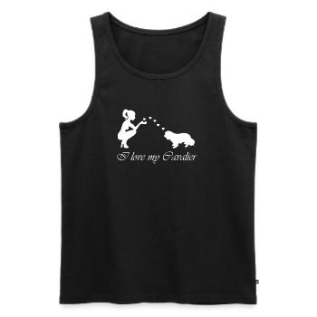 Cavalier King Charles Spaniel mit Frau - Männer Premium Bio Tank Top - Schwarz - Vorne - Michal (187cm)