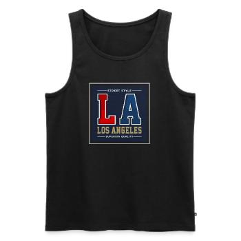 Los Angeles - Men's Premium Organic Tank Top - black - Front - Michal (187cm)