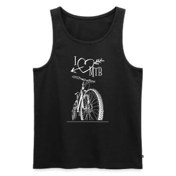 Erlebe Trail-Liebe im coolen Mountainbike-Shirt! - Männer Premium Bio Tank Top - Schwarz - Vorne - AI Model Male 178 light (178cm)