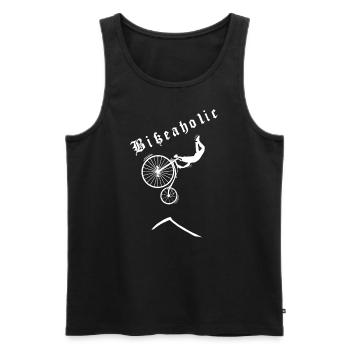 Bikeaholic retro weiß - Männer Premium Bio Tank Top - Schwarz - Vorne - Michal (187cm)