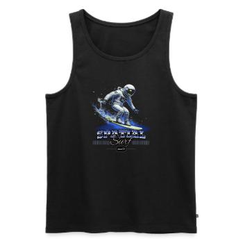 Astronaute Spatial Surf - humour espace - Débardeur bio Premium Homme - noir - Devant - Michal (187cm)