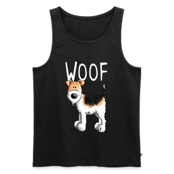 Woof Foxterrier - Foxterrier Drahthaar - Hund - Männer Premium Bio Tank Top - Schwarz - Vorne - AI Model Male 178 light (178cm)