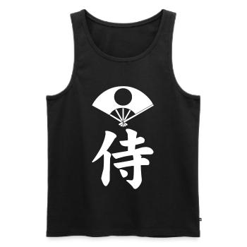 Emblème samouraï du clan Satake (blanc) - Débardeur bio Premium Homme - noir - Devant - Michal (187cm)