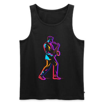 Saxophoniste des années 90 - Débardeur bio Premium Homme - noir - Devant - Michal (187cm)