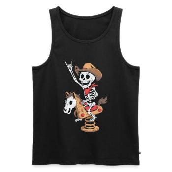 Skeleton cowboy on playground horse in retro style - Men's Premium Organic Tank Top - black - Front - AI Model Male 178 light (178cm)