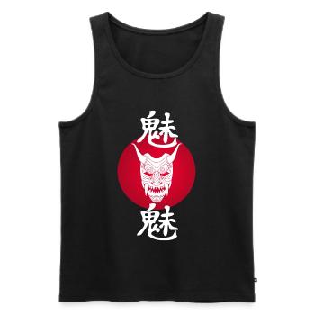 Japanischer weißer Dämon und rote Sonne - Männer Premium Bio Tank Top - Schwarz - Vorne - Michal (187cm)