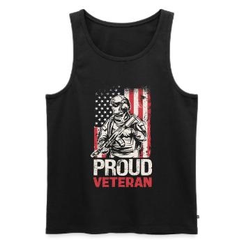Stolzer Veteran mit US-Flagge - Männer Premium Bio Tank Top - Schwarz - Vorne - Michal (187cm)