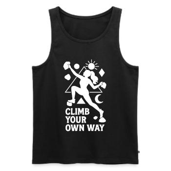 Bouldern Damen Frau Geometrisch Climb Your Own Way - Männer Premium Bio Tank Top - Schwarz - Vorne - AI Model Male 178 light (178cm)