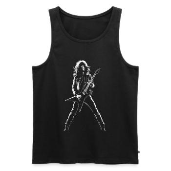 Guitariste Homme jouant de guitare électrique Impression - Débardeur bio Premium Homme - noir - Devant - AI Model Male 178 light (178cm)