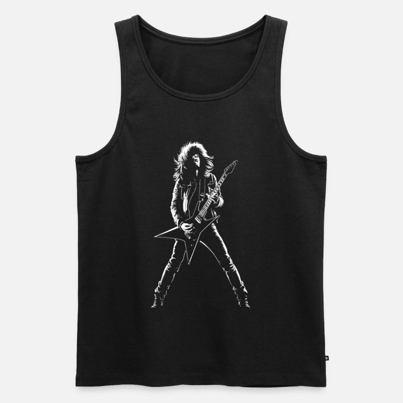 Gitarrist Mann spielt E-Gitarre Druck - Männer Premium Bio Tank Top - Schwarz