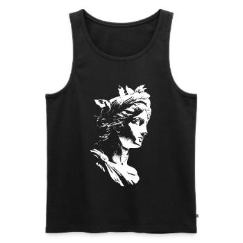 Ancient Greek Goddess – Black & White Art - Men's Premium Organic Tank Top - black - Front - AI Model Male 178 light (178cm)