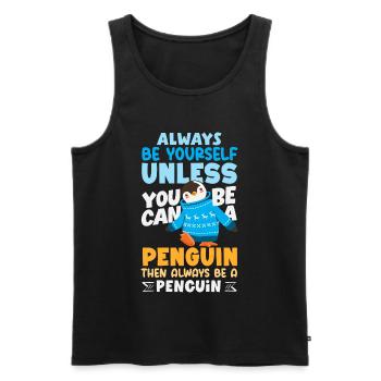 Pingouin mignon - Cadeau pour l’amoureux des manchots - Débardeur bio Premium Homme - noir - Devant - Michal (187cm)