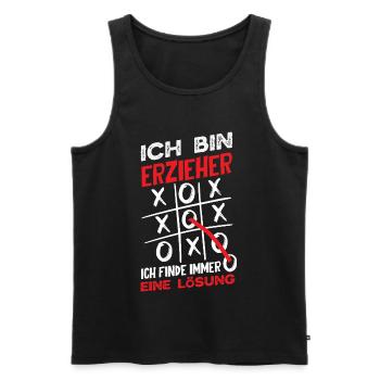 Erzieher Finde Immer Eine Lösung Kita Spruch - Männer Premium Bio Tank Top - Schwarz - Vorne - Michal (187cm)
