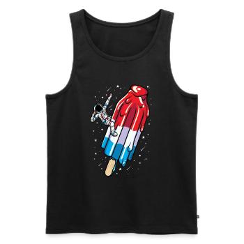 Glace Astronaute popsicle - Summer american - Débardeur bio Premium Homme - noir - Devant - AI Model Male 178 light (178cm)