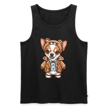 Chihuahua de dessin animé mignon avec un design amusant - Débardeur bio Premium Homme - noir - Devant - Michal (187cm)