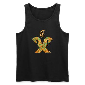 pferdegiebel e 95 c - Männer Premium Bio Tank Top - Schwarz - Vorne - AI Model Male 178 light (178cm)
