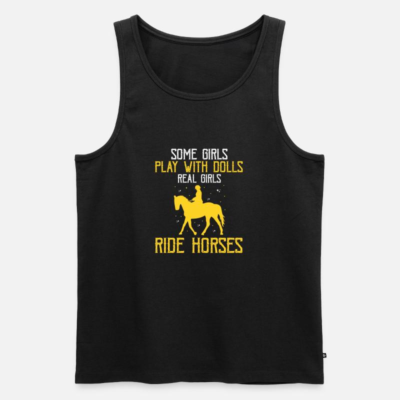 Pferde Mädchen - Männer Premium Bio Tank Top - Schwarz