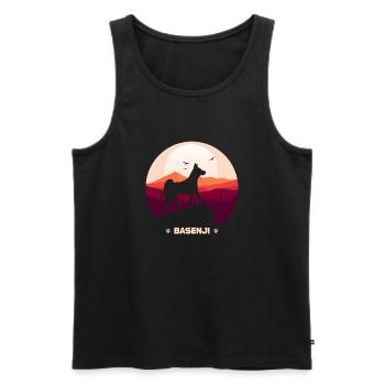Basenji - Männer Premium Bio Tank Top - Schwarz - Vorne - AI Model Male 178 light (178cm)