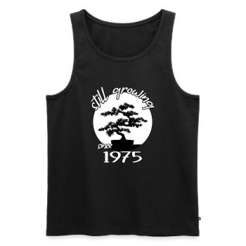 1975 Anniversaire Bonsaï arbre « Toujours en croissance » Nebari - Débardeur bio Premium Homme - noir - Devant - Michal (187cm)