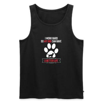 Ich arbeite hart, damit mein Hund ein besseres Leb - Männer Premium Bio Tank Top - Schwarz - Vorne - Michal (187cm)