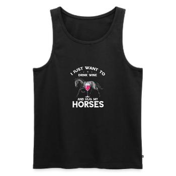 Ich möchte einfach nur Wein trinken | Pferdeliebha - Männer Premium Bio Tank Top - Schwarz - Vorne - Michal (187cm)