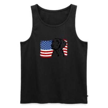 Weimaraner America Flag Dogs Hunting Dogs Wilsigns - Men's Premium Organic Tank Top - black - Front - AI Model Male 178 light (178cm)