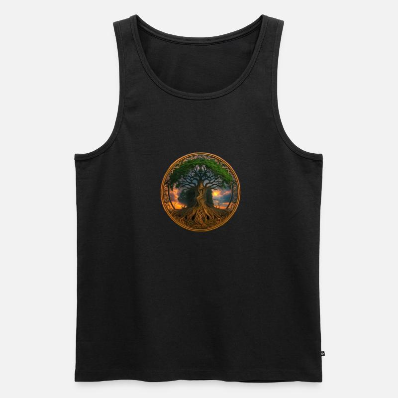 Baum des Lebens ,Lebensbaum,Licht,gold - Männer Premium Bio Tank Top - Schwarz