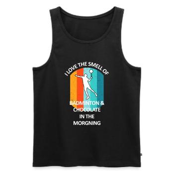 Badminton Badminton Badminton Player Chocolate - Men's Premium Organic Tank Top - black - Front - Michal (187cm)