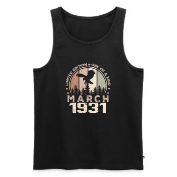 Unmatched since March 1931, 93rd Anniversary - Men's Premium Organic Tank Top - black - Front - Michal (187cm)