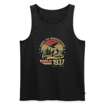 87 years old Aged to Perfection born in March 1937 - Men's Premium Organic Tank Top - black - Front - AI Model Male 178 light (178cm)