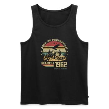 62 years old Aged to Perfection born in March 1962 - Men's Premium Organic Tank Top - black - Front - Michal (187cm)