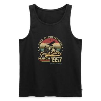 67 years old Aged to Perfection born in March 1957 - Men's Premium Organic Tank Top - black - Front - Michal (187cm)