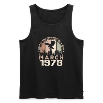Incomparable depuis mars 1978, 46e Anniversaire - Débardeur bio Premium Homme - noir - Devant - Michal (187cm)