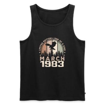 Unmatched since March 1983, 41st Anniversary - Men's Premium Organic Tank Top - black - Front - Michal (187cm)