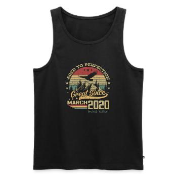 4 years old Aged to Perfection born in March 2020 - Men's Premium Organic Tank Top - black - Front - Michal (187cm)
