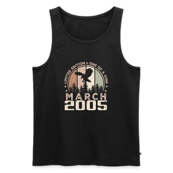 Incomparable since March 2005, 19th Anniversary - Men's Premium Organic Tank Top - black - Front - AI Model Male 178 light (178cm)
