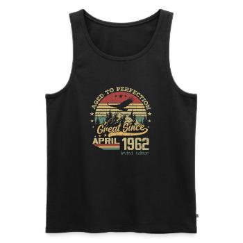 62 years old Aged to Perfection born in April 1962 - Men's Premium Organic Tank Top - black - Front - Michal (187cm)