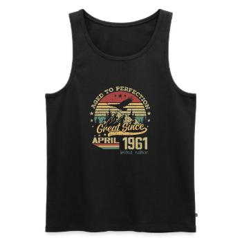 63 years old Aged to Perfection born in April 1961 - Men's Premium Organic Tank Top - black - Front - Michal (187cm)