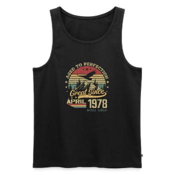 46 years old Aged to Perfection born in April 1978 - Men's Premium Organic Tank Top - black - Front - Michal (187cm)